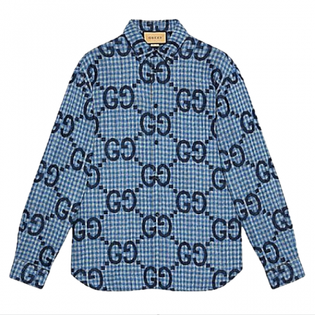 GUCCI GC 점보지지 울체크드 셔츠