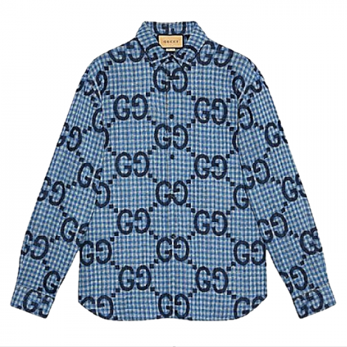GUCCI GC 점보지지 울체크드 셔츠