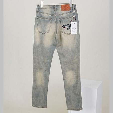 MONCLER 브라운 패치 와펜 슬림핏 데님 팬츠