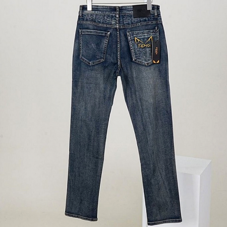 FENDI 웨이스트 FF 패턴 슬림핏 데님 팬츠