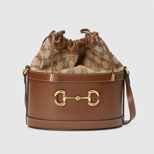 20SS 구찌 홀스빗 1955 GG수프림 브라운 버킷백 스몰