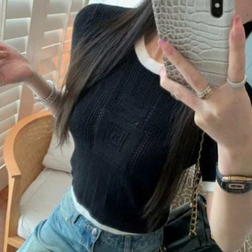 CHAN*L   넘버5 펀칭 니트