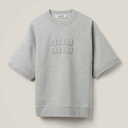 MIUMIU 플루피로고드 하프스웻셔츠