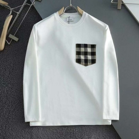 버*리   체크 포켓 라운드 티셔츠