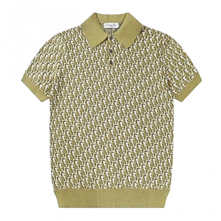 DIOR 캐시미어 오블리크 폴로 니트웨어