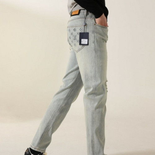 루이*통   모노그램 엠보 포인트 포켓 데님 진