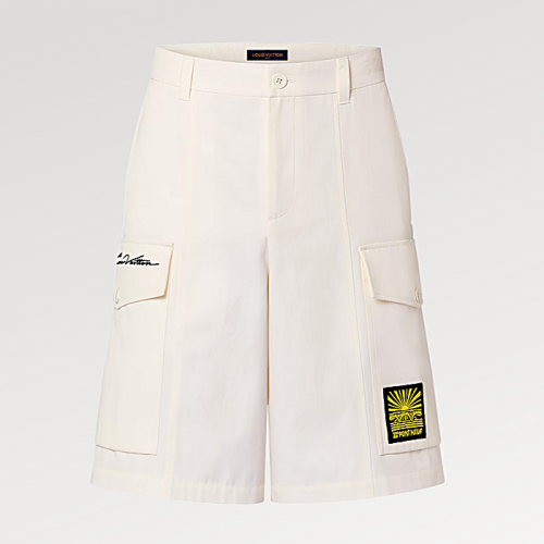 LOUIS VUITTON 엠브로이더드 코튼 카고 쇼츠