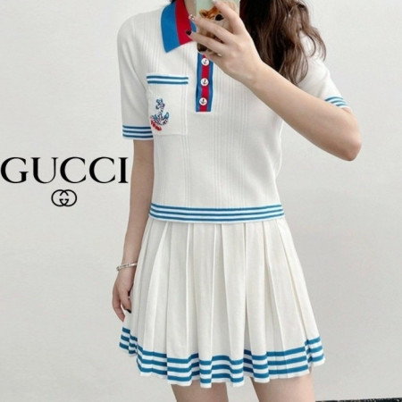 GUC*I   앵커카라 스커트 니트 투피스세트 (7332)