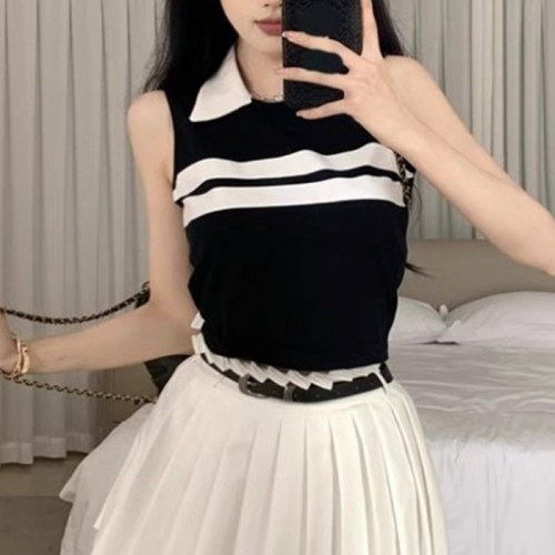 CHAN*L   제니 민소매 카라 니트 (8697)