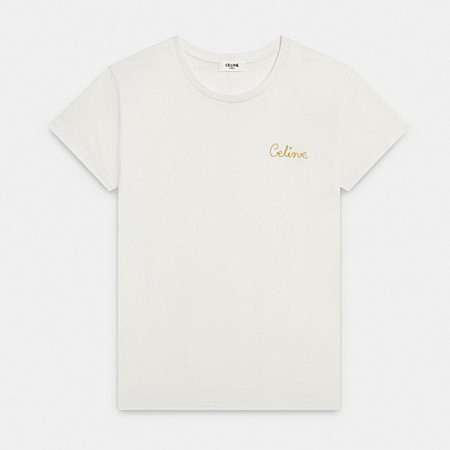 CELINE 체인 스티치 골드 루렉스 자수 티셔츠