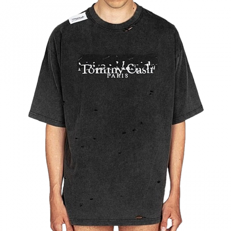 TOMMY CASH 숄더라벨 워싱 티셔츠