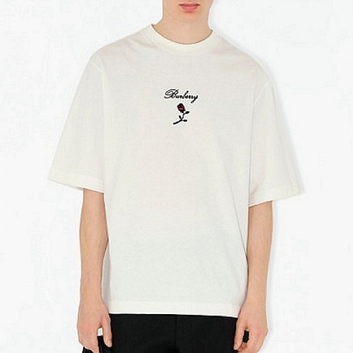 버*리 BURBERRY 로즈 로고 자수 티셔츠