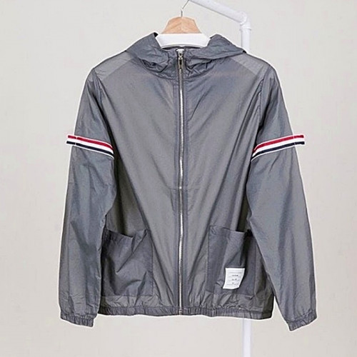 THOM BROWNE 트윌 삼선 암밴드 윈드브레이커 후드 자켓