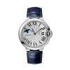 CARTIER 발롱블루 드 워치 문페이스 카프스킨 블루36