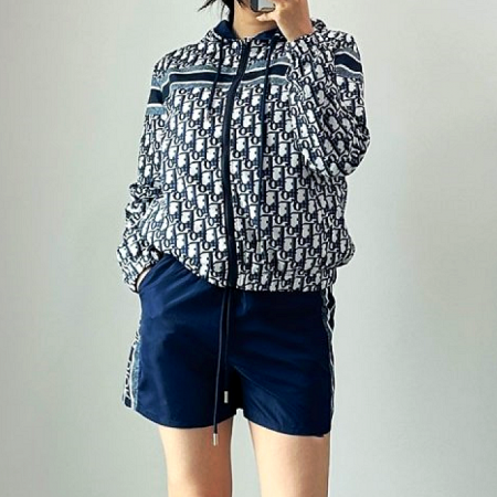 Di*r  오블리크 리버서블 후드 자켓 & 반바지 세트