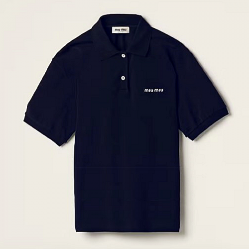 미우 MIUMIU 아이코닉 숏슬리브 폴로셔츠