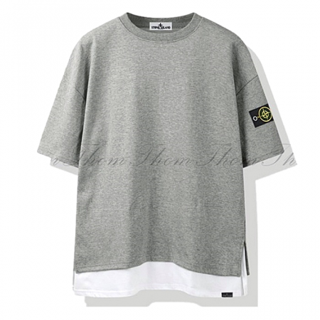 스톤 아일*드  레이어드 트임 오버핏 반팔