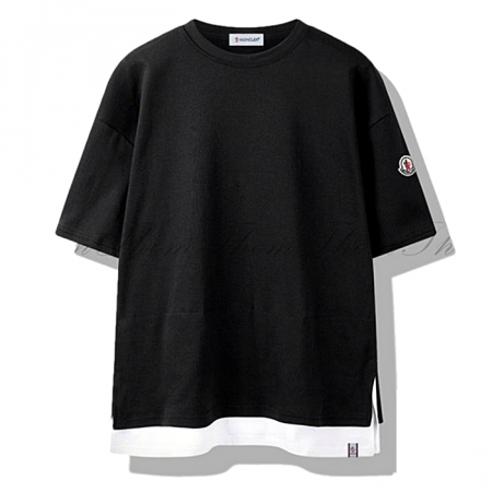 몽클*어  레이어드 트임 오버핏 반팔