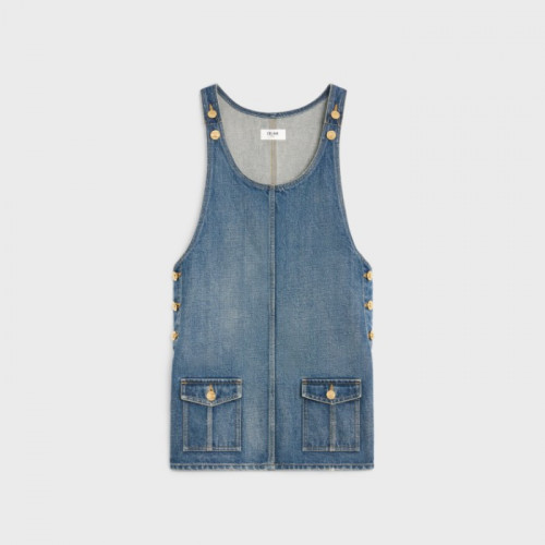 CELINE 덩가리 미니 드레스 - 유니언 워시 데님