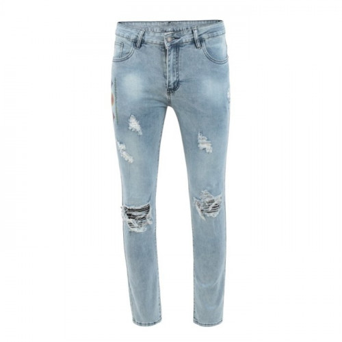 루이*통   LV 멀티모노 프린팅 데미지 워싱 청바지