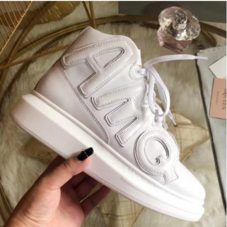 알렉산더맥퀸 오버솔 아플리케 하이탑 화이트