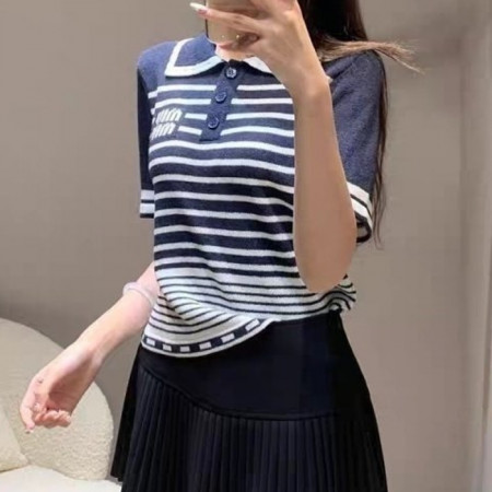 MIU M*U   스트라이프 카라니트