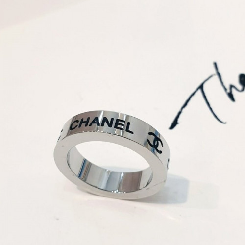 CHAN*L   조각 로고 스틸 반지