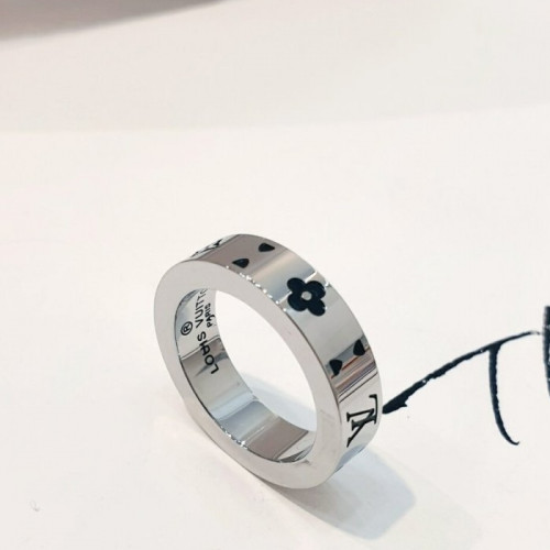 루이*통   조각 로고 스틸 반지