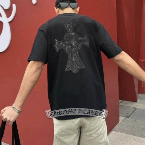 Chrome hear*s   백 가죽 패치 티셔츠