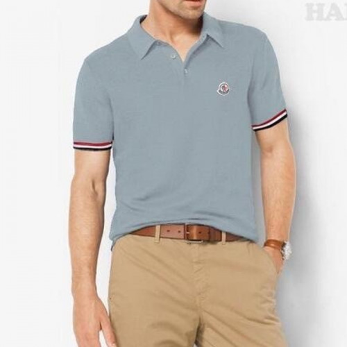 몽클*어   암라인 삼선 포인트 카라 반팔 니트