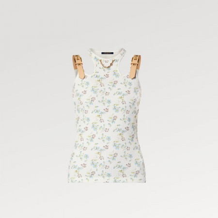 LOUIS VUITTON 플로럴 프린트 아일릿 벨트 탱크 톱