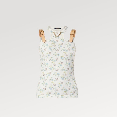 LOUIS VUITTON 플로럴 프린트 아일릿 벨트 탱크 톱