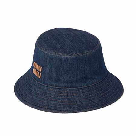 MIUMIU 데님 버킷햇 자수패치 로고 버킷햇