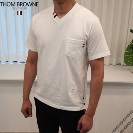 톰브*운   T.B 넥삼선 브이넥 반팔티