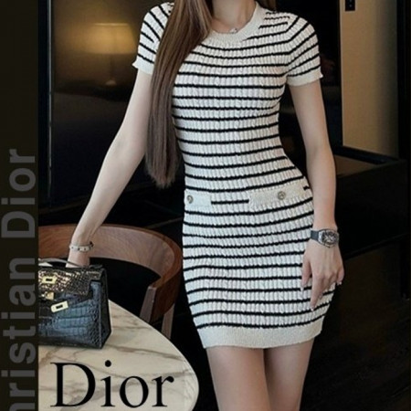 DI*R   화이트 ST 반팔 니트원피스 (465)