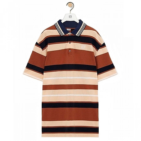 LOEWE 에듀 스트라이프드 숏슬리브 폴로