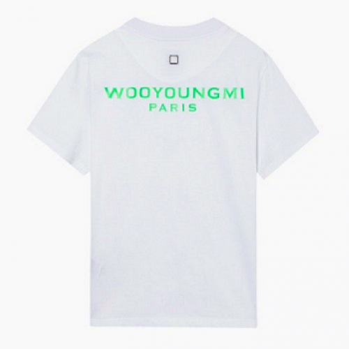 WOOYOUNGMI 그래픽 형광 백로고 티셔츠