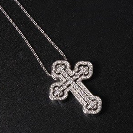 DAMIA*I   벨에포크 라인 십자가  다이아몬드 목걸이