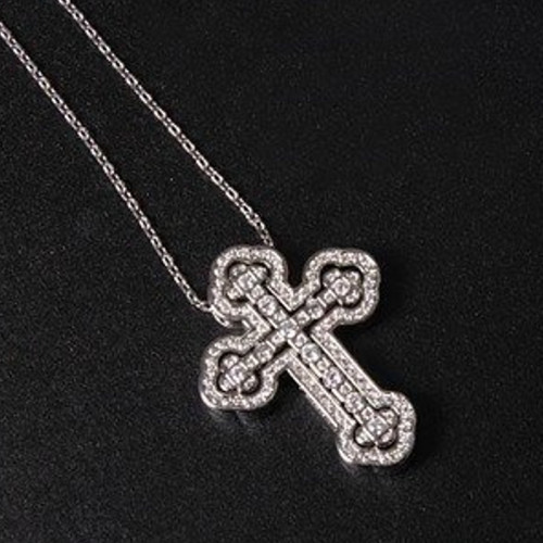 DAMIA*I   벨에포크 라인 십자가  다이아몬드 목걸이