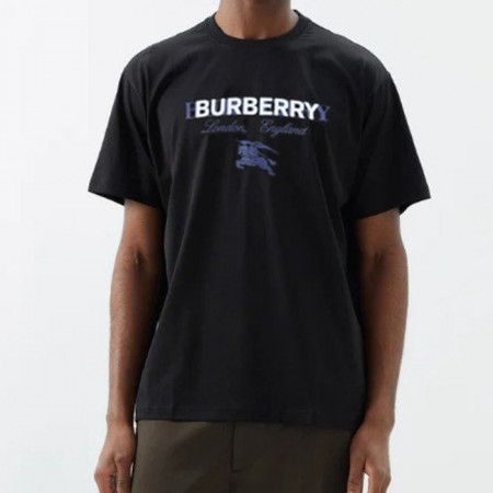 BURBER*Y   24SS 솔리드 레터링 실켓 반팔 티셔츠
