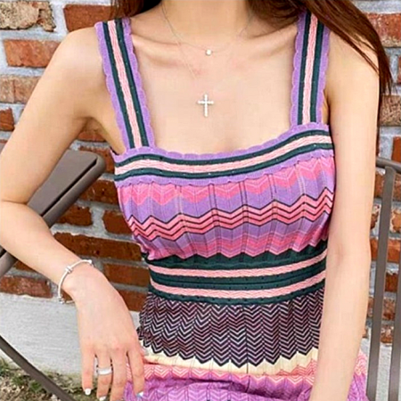 CUC*I  핑크톤 끈 롱 니트 원피스