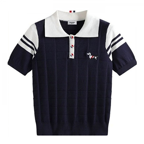 톰브*운  숄더&카라 배색 반팔 니트