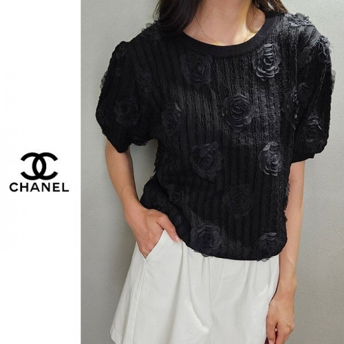 CHAM*L   코사지 로즈 반팔니트