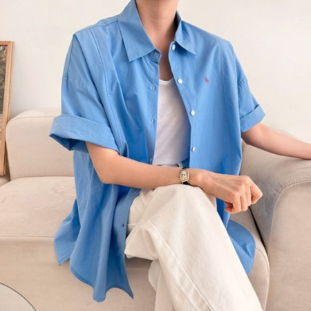 폴로 랄프*렌   절개 고밀도 반팔남방