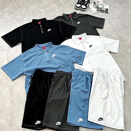 나이키 NIKE 스티치 카라 반팔 셋업