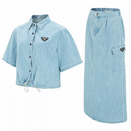 PRA*A   데님 투피스 롱 스커트 세트