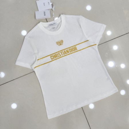 DI*R   2024S/S 여성 자수로고 반팔 라운드  (커스텀)