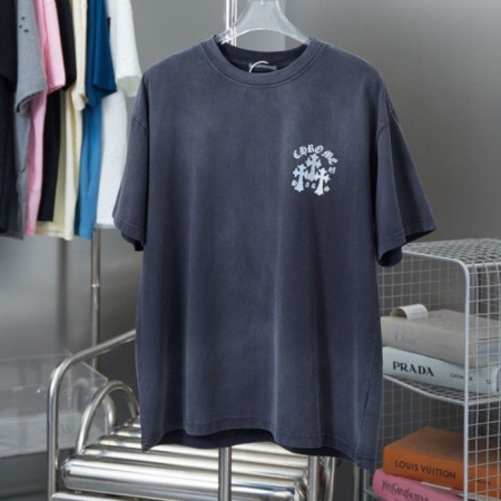 크롬*츠   2024 십자가 나염 워싱 티셔츠