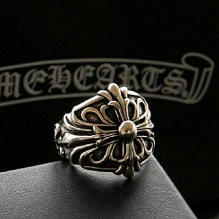 Chrome hearts 더블 플로랄 오픈 링 반지