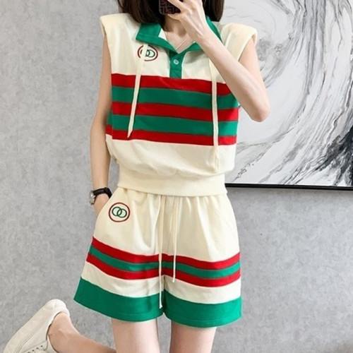 GUC*I   배색 카라 상하 세트